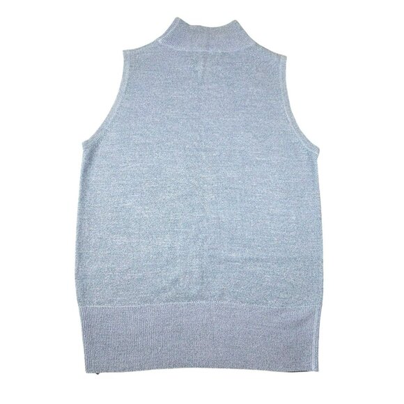 Sleeveless Light Blue Metallic Mock Turtleneck Sweater Dressbarn Size M JJ1823 - Picture 4 of 7